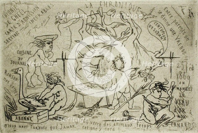 Menu du diner de la Chronique, 1869. Creator: Félicien Rops.