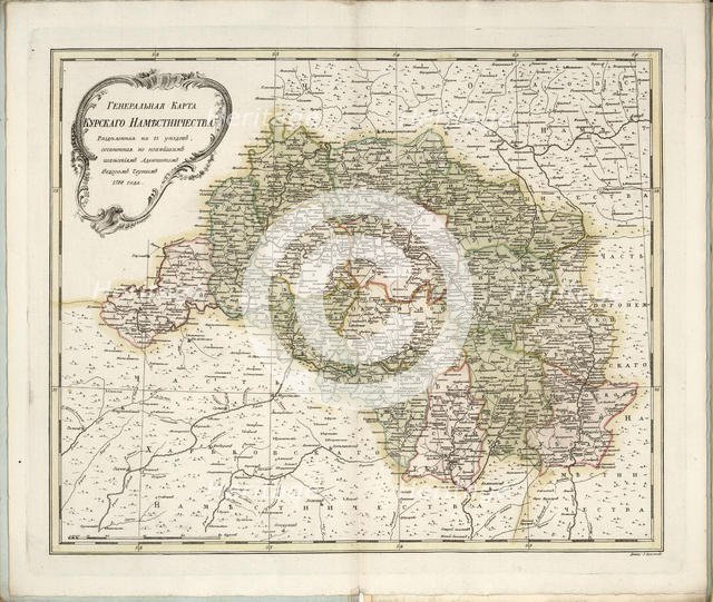 General Map of Kursk Governorate, 1788. Creator: Chernoi (Cherny), Fyodor Osipovich (1745-1790).