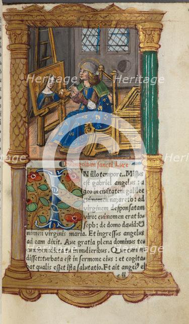 Printed Book of Hours (Use of Rome): fol.18r, St. Luke, 1510. Creator: Guillaume Le Rouge (French, Paris, active 1493-1517).