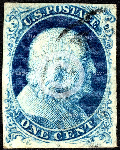 1c Franklin type Ic single, 1851. Creator: Unknown.