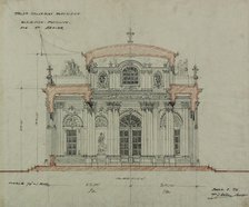 Chocolate-Menier Pavilion, World's Colombian Exposition, Chicago, Illinois, Section Sketch, 1893. Creator: Peter Joseph Weber.