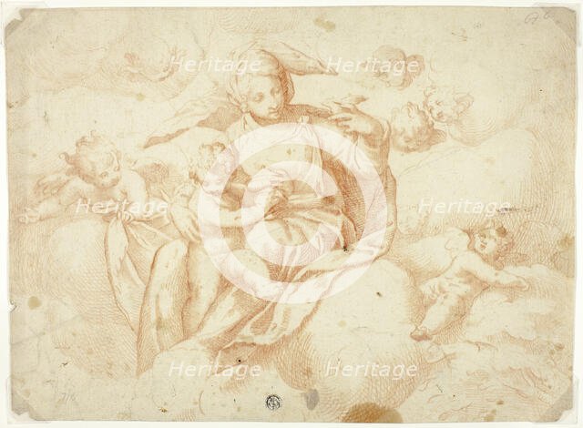 Virgin and Child Seated on Clouds, n.d. Creator: Unknown.