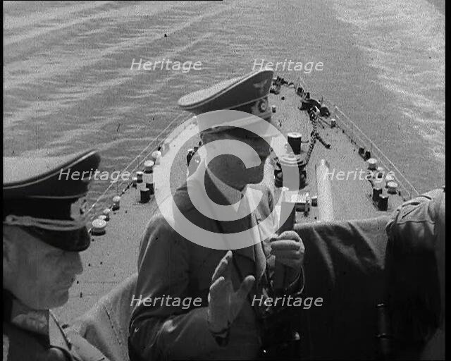 Adolf Hitler, the German Leader, On Board an Italian Navy Battleship at a Naval Review..., 1937. Creator: British Pathe Ltd.