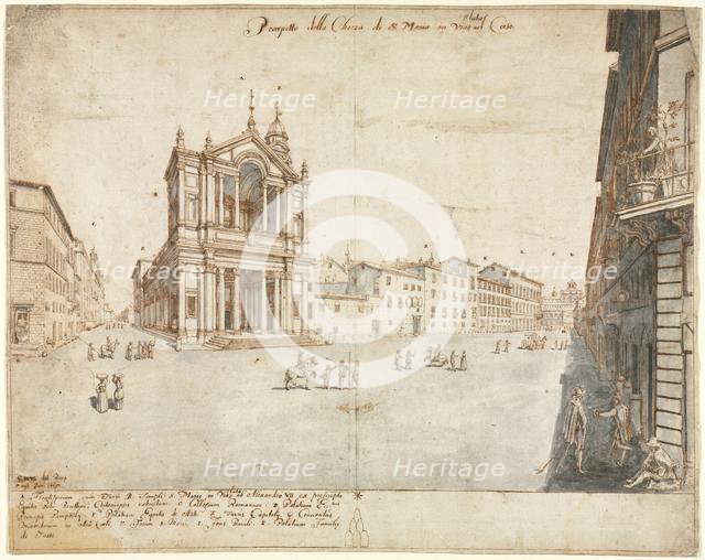 Eighteen Views of Rome: Santa Maria in Via Lata, 1665. Creator: Lievin Cruyl (Flemish, c. 1640-c. 1720).