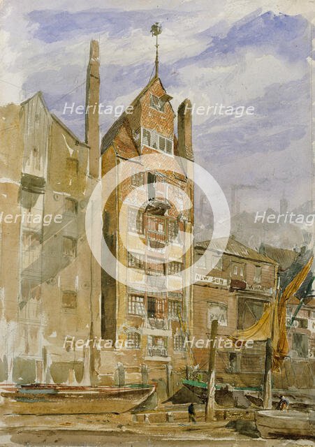 Design for Eagle Wharf, Narrow Street, Limehouse, London E14: perspective of front to..., c1862-63. Creator: Richard Norman Shaw.
