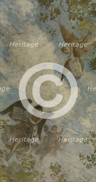 Esquisse pour le plafond de la bibliothèque de l'Hôtel de Ville de Paris : Génie des..., c.1897-1898 Creator: Henry Lerolle.