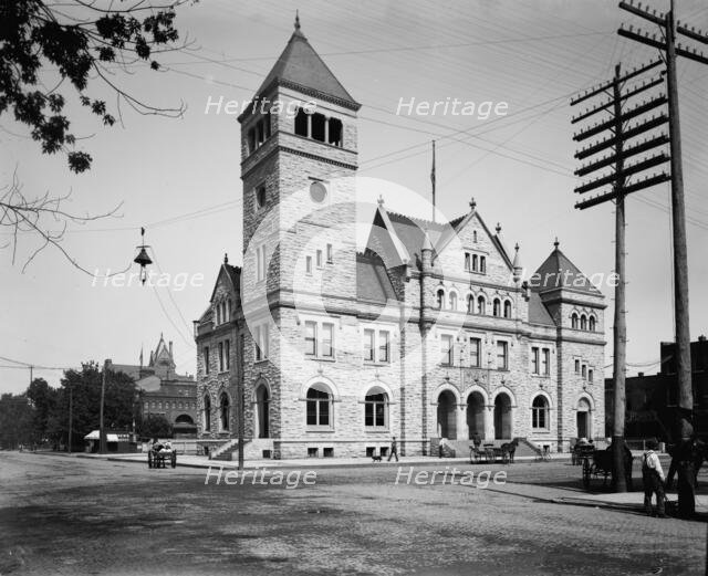 United States Post Office in front of the Winona Opera House...Minnesota, between 1892 and 1899. Creator: Unknown.