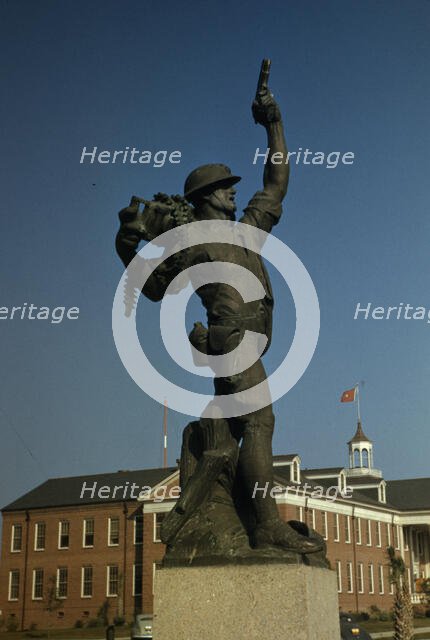 Marine statue at Parris Island, S.C. Statue called "Iron Mike" by recruits. , 1942. Creator: Alfred T Palmer.