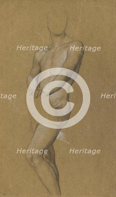 Standing male nude, probably a study for 'A Recording Angel' or 'Destiny', c1840-1900. Creator: George Frederick Watts.