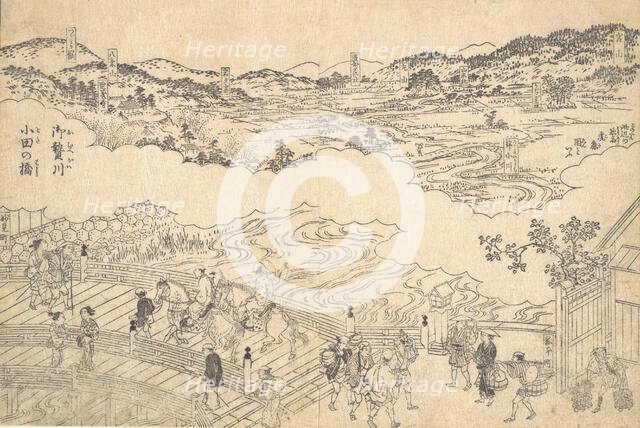 River of Omue and Bridge of Oda, 1700. Creator: Unknown.