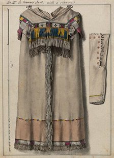 Native North American costume: a woman's dress, with a sleeve, (1855?).  Creator: Thomas Bateman.