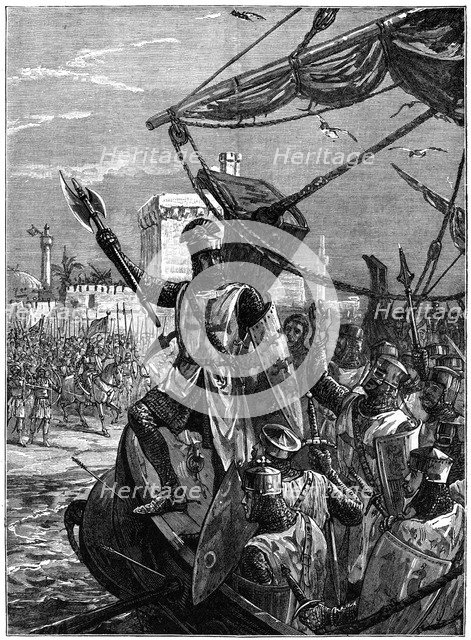 Richard I, Coeur de Lion landing at Jaffa (Joppa), September 1191, (c1880).  Artist: William Heysham Overend
