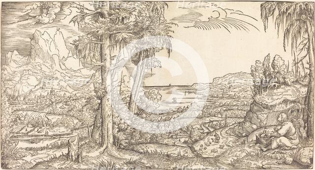 Saint John on Patmos, c. 1545/1555. Creator: Master H.W.G..