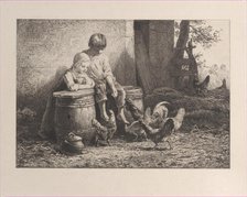 Petits, petits!!, 1864. Creator: Charles Emile Jacque.