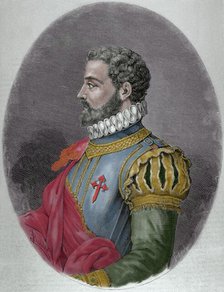 Alonso de Ercilla, soldier and poet, (19th century).  Creator: Capuz.