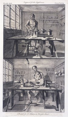 Turning wood, 1754. Artist: I Hinton