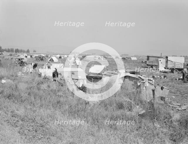 Potato pickers' camp, Tulelake, Siskiyou County, California, 1939. Creator: Dorothea Lange.