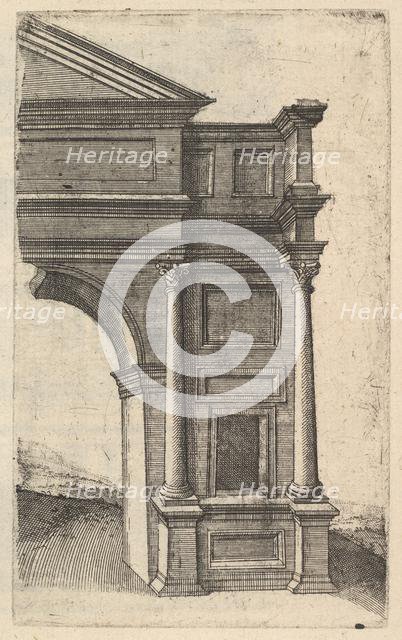Half of an Arch [Porta Antonae] from the series 'Ruinarum variarum fabricarum delineatione..., 1554. Creator: Lambert Suavius.