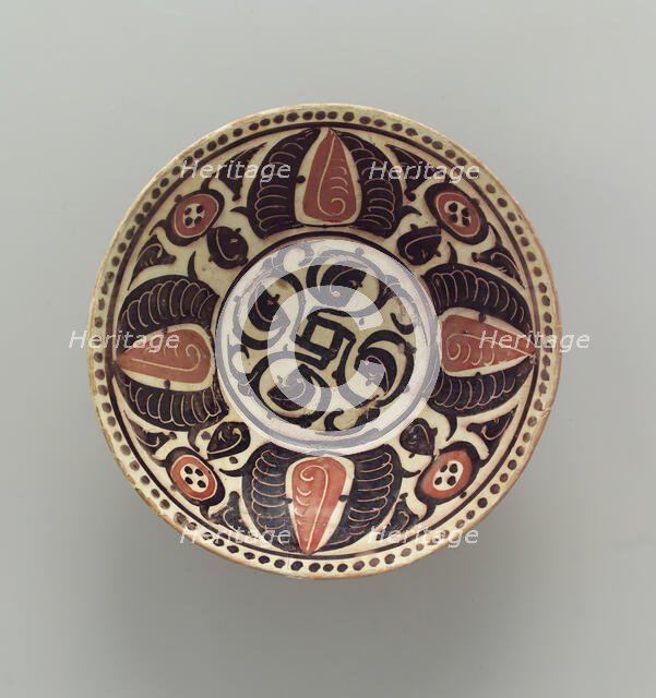 Bowl with Red and Purplish-black Palmettes, Iran, 10th-11th century. Creator: Unknown.