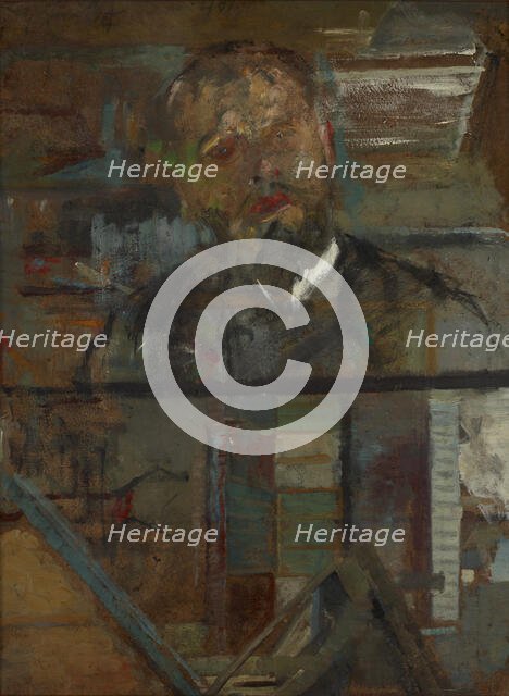 Sketch Portrait of a Man-two-sided painting, c1905. Creator: Olga Boznanska.