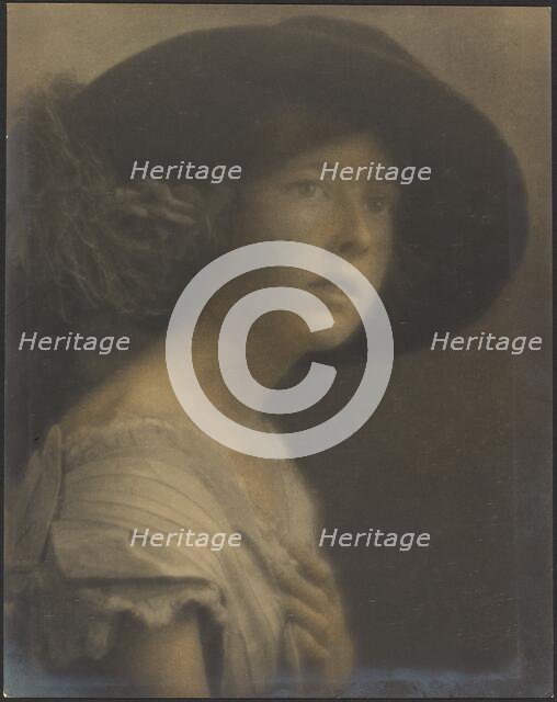 Portrait of a Young Woman with Black Hat, 1907-1943. Creator: Louis Fleckenstein.