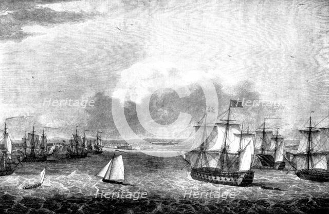British Expedition against Havana, 1762: the Fleet...entering the harbour to take possession, (1898) Creator: Unknown.