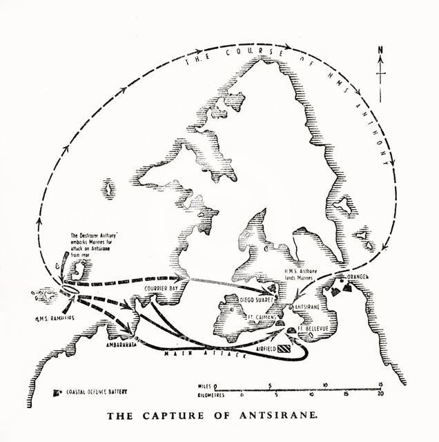 The capture of Antsiranana, Madagascar, by the Royal Marines, World War II, 1942 (1944). Creator: Unknown.