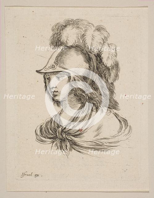 Head of Minerva, from 'Various heads and figures' (Diverses tétes et figures), 1650. Creator: Stefano della Bella.