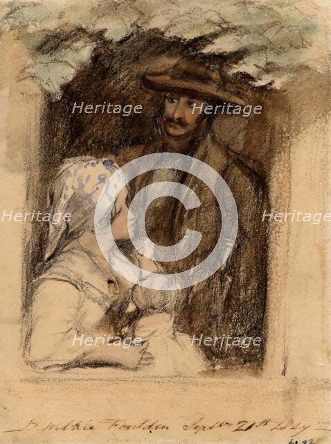 Man with Woman and Child at Window, 1829. Creator: David Wilkie.