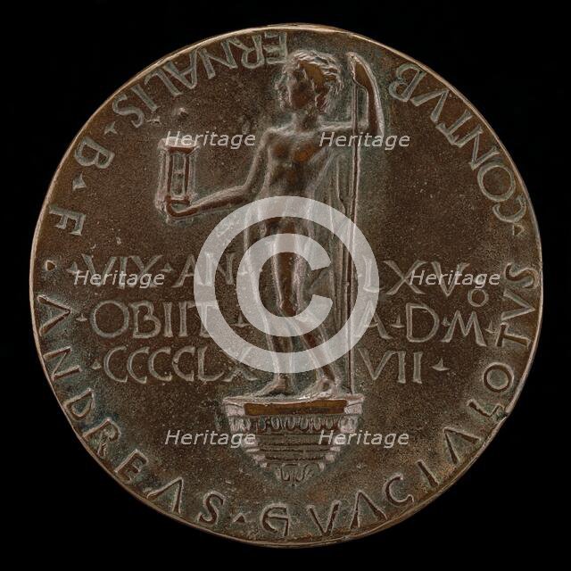 Male Figure Holding an Hourglass [reverse], 1467. Creator: Andrea Guacialoti.