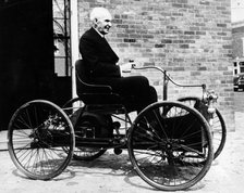 Henry Ford on a 1896 Ford, (c1940s?). Artist: Unknown