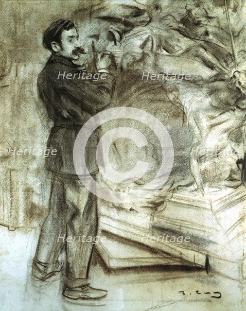 Portrait of Mariano Benlliure , Spanish sculptor known for his public Sculptures and Goya Sculptu…