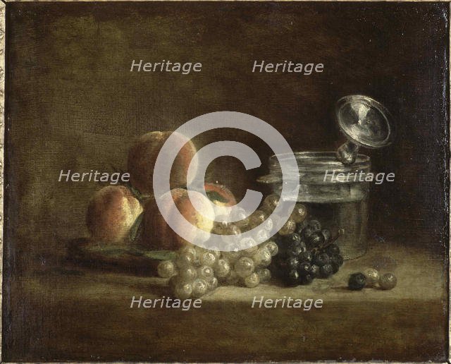 Peaches and grapes. Creator: Chardin, Jean-Baptiste Siméon (1699-1779).
