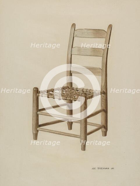 Braided Rawhide-bottomed Chair, c. 1939. Creator: Joe Brennan.