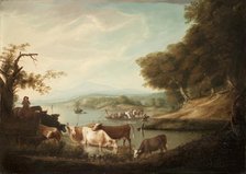 A Calm Watering Place--Extensive and Boundless Scene with Cattle, 1816. Creator: Alvan Fisher (American, 1792-1863).