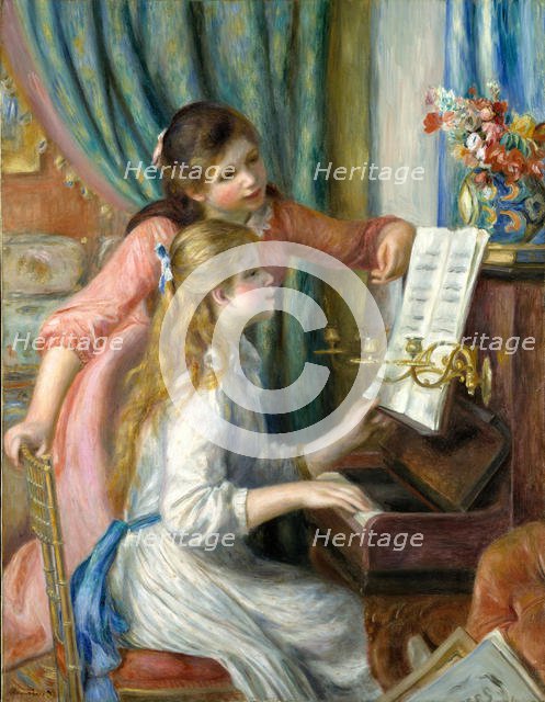Two Young Girls at the Piano, 1892. Creator: Pierre-Auguste Renoir.