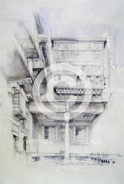'The Court of the House of the Artist, Cairo', Egypt, 19th century. Artist: John Frederick Lewis