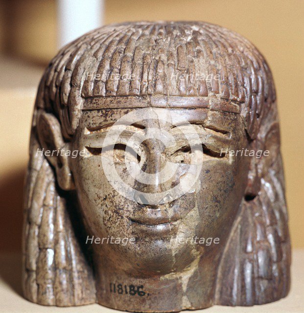 Phoenician ivory head found at the Burnt Palace in Nimrud, 8th century BC. Artist: Unknown