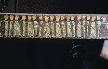 Beam of the Cruilles canopy, tempera on wood, detail of decoration with monks from the monastery …