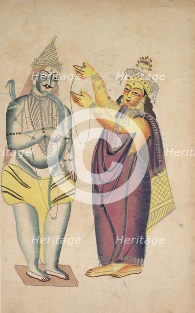 Parivati Placing a Wedding Garland on Shiva , 1800s. Creator: Unknown.