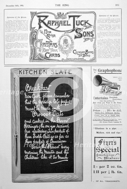 Advertising page from the King magazine, 14th December 1901. Artist: Unknown
