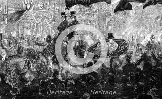 Mr. Gladstone at Leeds: the Torchlight Procession, 1881. Creator: Unknown.