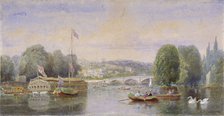 The River Thames with Richmond Bridge and Richmond Hill in the distance, London, 1867. Artist: George Henry Andrews