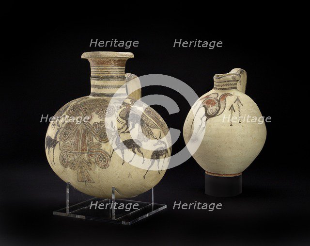 Bichrome IV barrel-shaped Cypro-Phoenician jug, Cypro-Archaic I Period, c750 - c600 BC) Artist: Unknown.