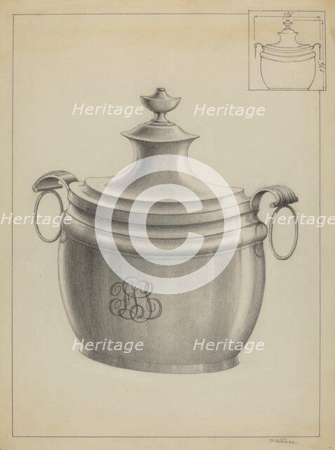 Silver Sugar Bowl, c. 1936. Creator: Simon Weiss.