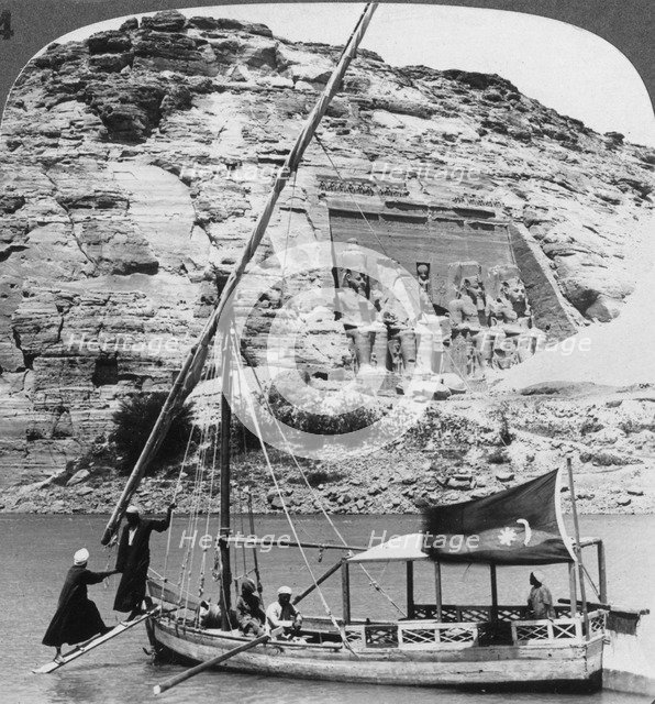 'The grotto temple of Abu Simbel, seen from the Nile, Egypt', 1905.Artist: Underwood & Underwood