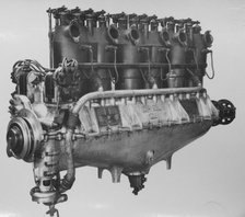 Argus As III (O) aircraft engine, produced under license by Opel during WW1, exhaust side, Sep 1919. Creator: Air Ministry.