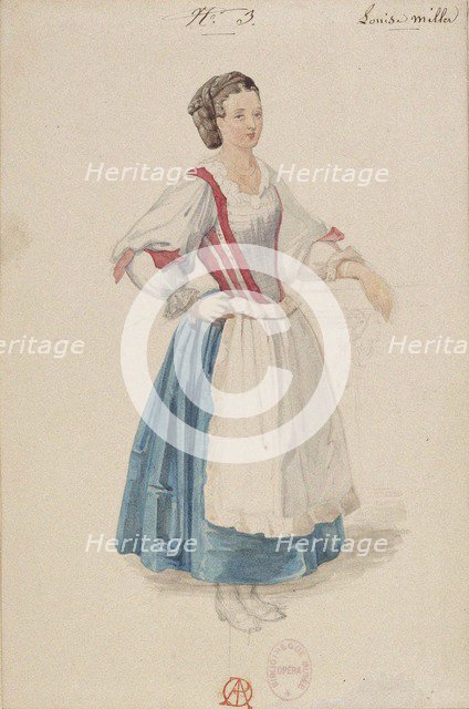 Costume design for the opera Louise Miller by Giuseppe Verdi, Paris Opéra, 02.02.1853, 1853.