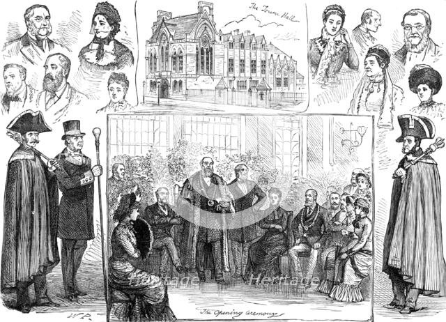 Jottings at the opening of the new Townhall at Hastings, 1881. Creator: W. P..