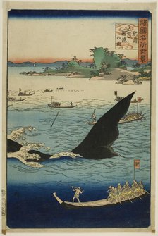 Image of a Whale Hunt at Goto, Hizen Province (Hizen Goto geiryo no zu), from the series "..., 1859. Creator: Utagawa Hiroshige II.